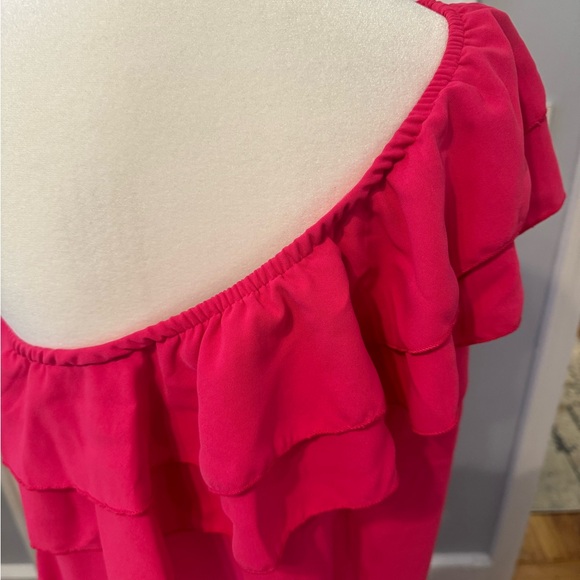 NWT One Shoulder Tiered Layered Sleeveless
Ruffle Trim Tunic Dress LARGE - Picture 5 of 6